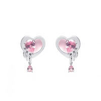 Thumbnail for Cute Crystal Dangle Heart Earrings - ArtGalleryZen