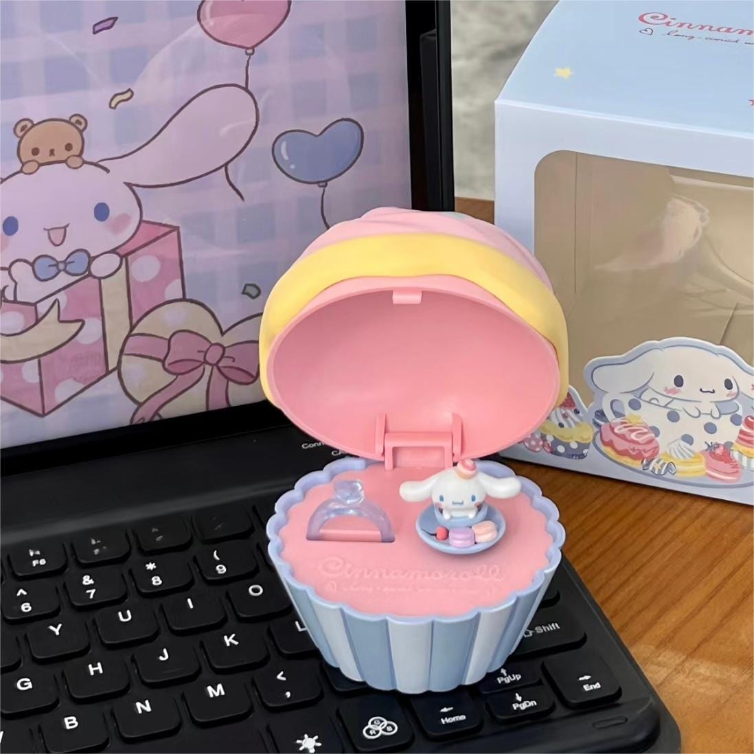 Cute Cupcake Jewelry Box Sanrio Cinnamoroll Ring Set