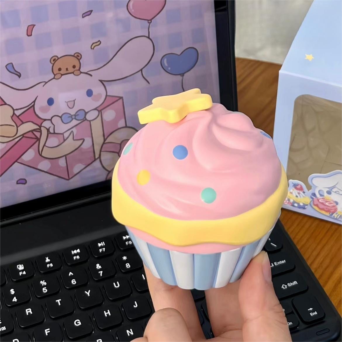 Cute Cupcake Jewelry Box Sanrio Cinnamoroll Ring Set