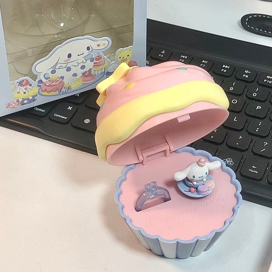 Cute Cupcake Jewelry Box Sanrio Cinnamoroll Ring Set