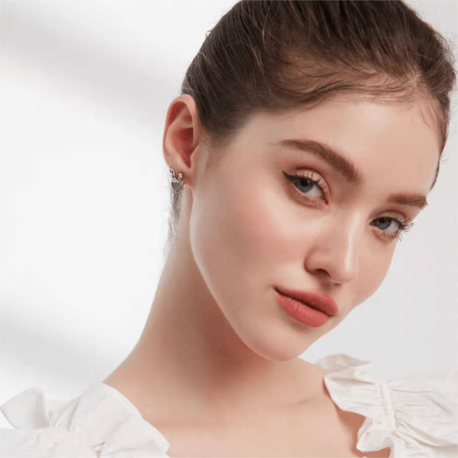 Cute CZ Inlaid Opal Heart Rabbit Earrings - ArtGalleryZen