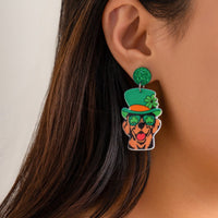 Thumbnail for Cute Lucky Clover Dangling Puppy Earrings - ArtGalleryZen