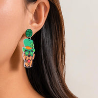 Thumbnail for Cute Lucky Clover Dangling Puppy Earrings - ArtGalleryZen