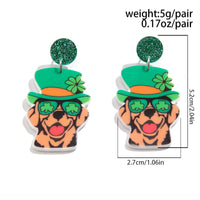 Thumbnail for Cute Lucky Clover Dangling Puppy Earrings - ArtGalleryZen