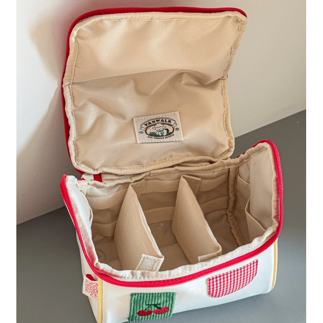 Cute Embroidery House Multi-Layer Makeup Bag Portable Travel Large Capacity Storage Bag - ArtGalleryZen