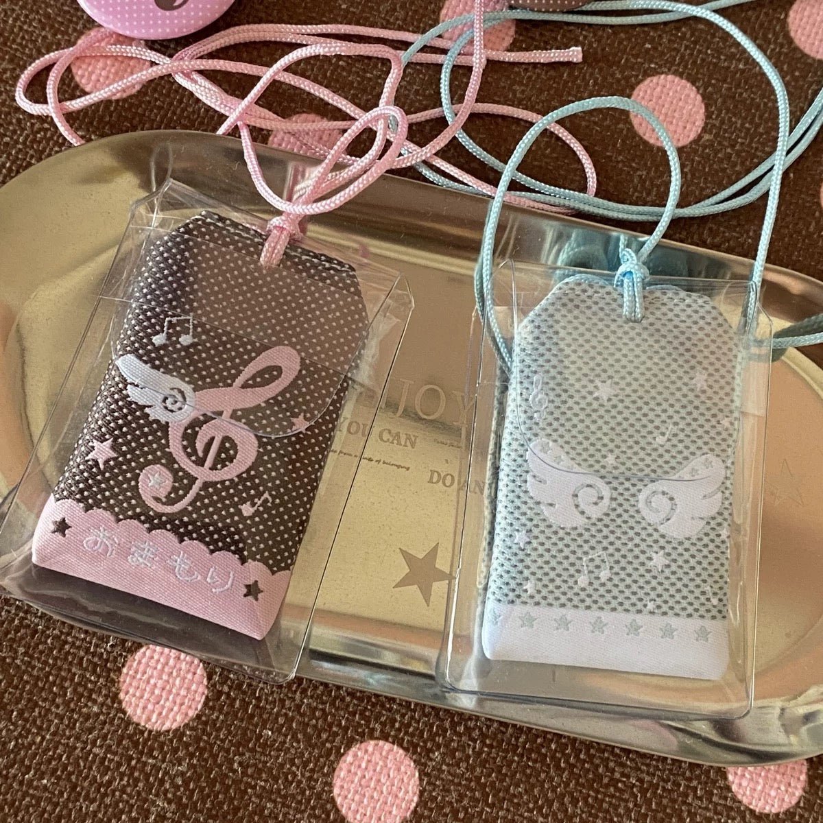 Cute Embroidery Musical Note Angel Wing Lucky Amulet Keychain - ArtGalleryZen