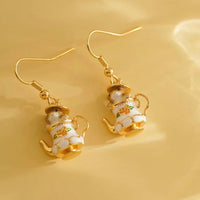 Thumbnail for Cute Enamel Teacup Hamster Earrings Necklace - ArtGalleryZen