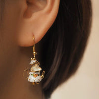 Thumbnail for Cute Enamel Teacup Hamster Earrings Necklace