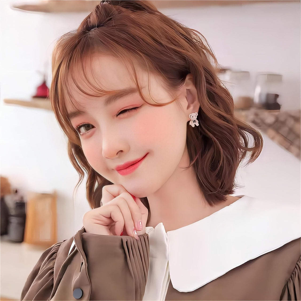 Cute Flocking Rabbit Bear Ear Studs - ArtGalleryZen