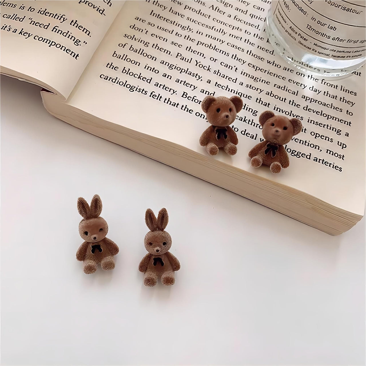 Cute Flocking Rabbit Bear Ear Studs - ArtGalleryZen