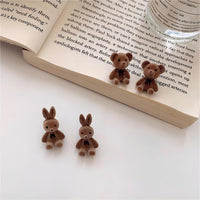 Thumbnail for Cute Flocking Rabbit Bear Ear Studs - ArtGalleryZen