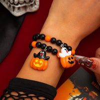 Thumbnail for Cute Halloween Pumpkin Ghost Charm Crystal Beaded Bracelet Set - ArtGalleryZen