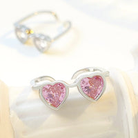 Thumbnail for Cute Heart Shape Sunglasses Crystal Love Ring - ArtGalleryZen