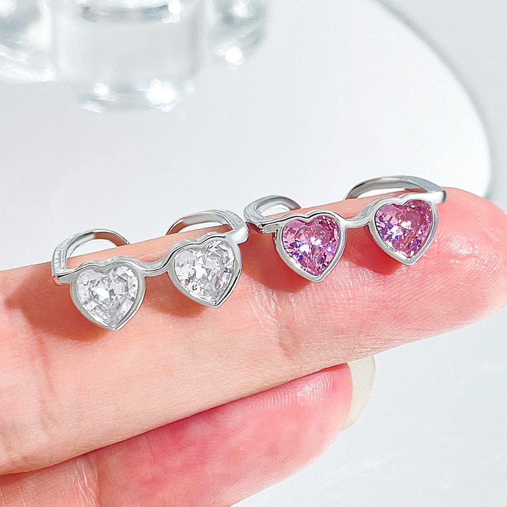 Cute Heart Shape Sunglasses Crystal Love Ring