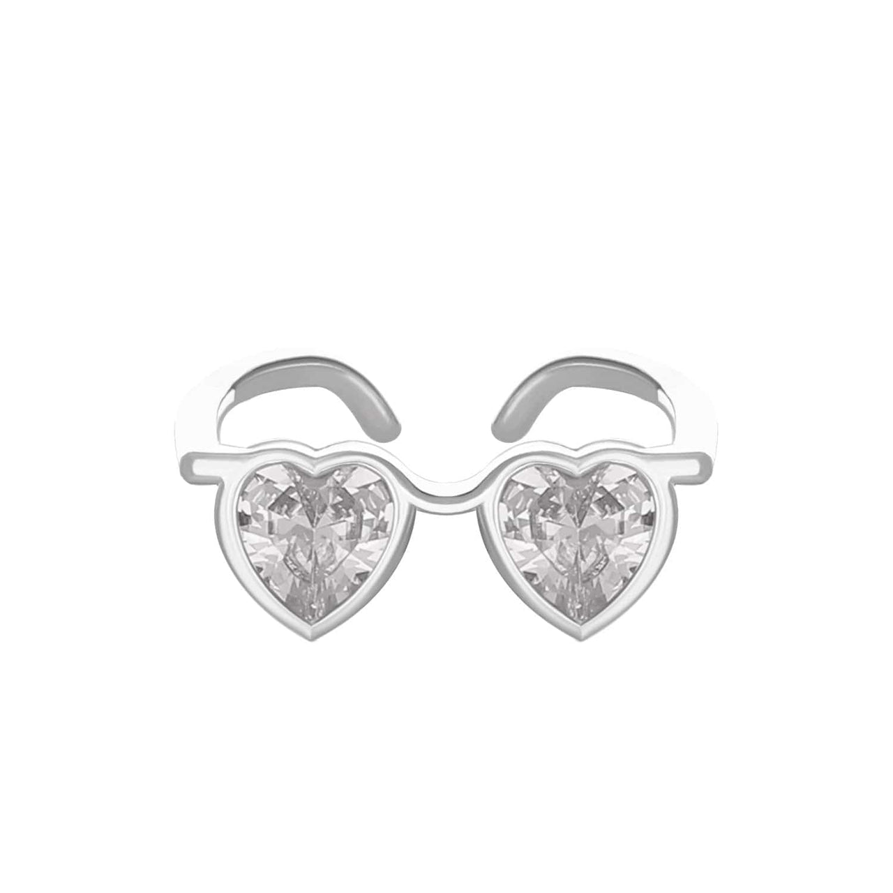 Cute Heart Shape Sunglasses Crystal Love Ring - ArtGalleryZen