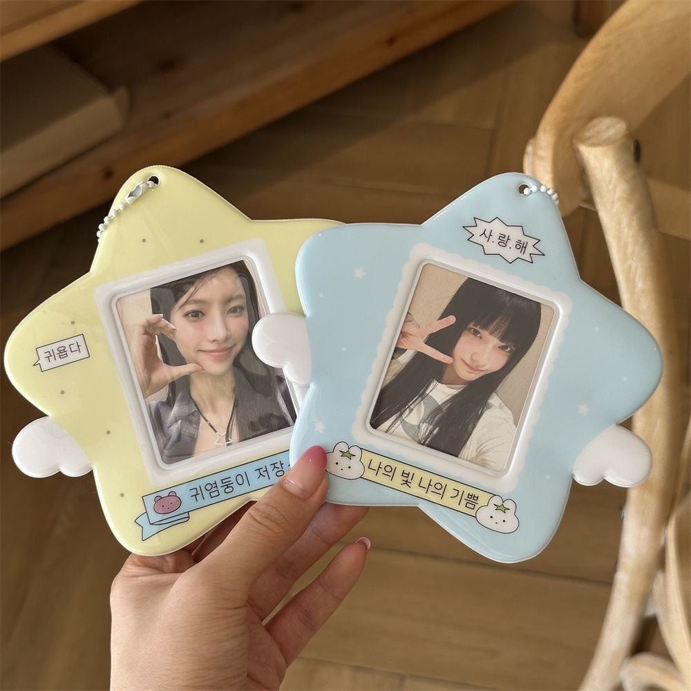 Cute Heart Star Angel Kpop Keychain Photocard Holder - ArtGalleryZen