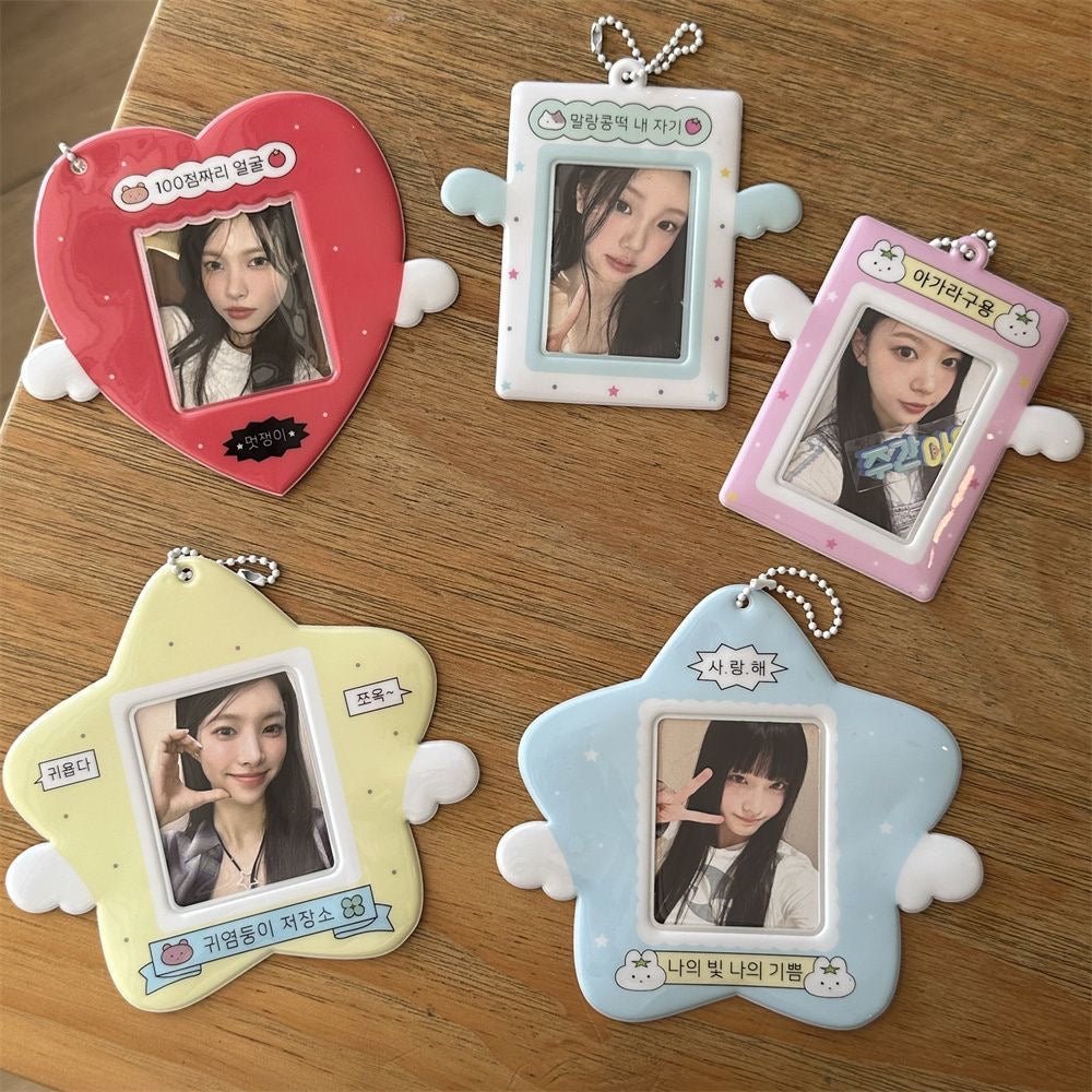 Cute Heart Star Angel Kpop Keychain Photocard Holder - ArtGalleryZen