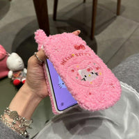 Thumbnail for Cute Hello Kitty Embroidery Plush Mirror Flip iPhone Case