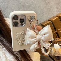 Thumbnail for Cute Hello Kitty Leather iPhone Case With Bowknot Lanyard