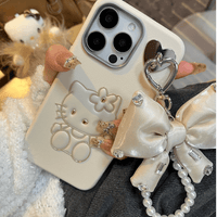 Thumbnail for Cute Hello Kitty Leather iPhone Case With Bowknot Lanyard