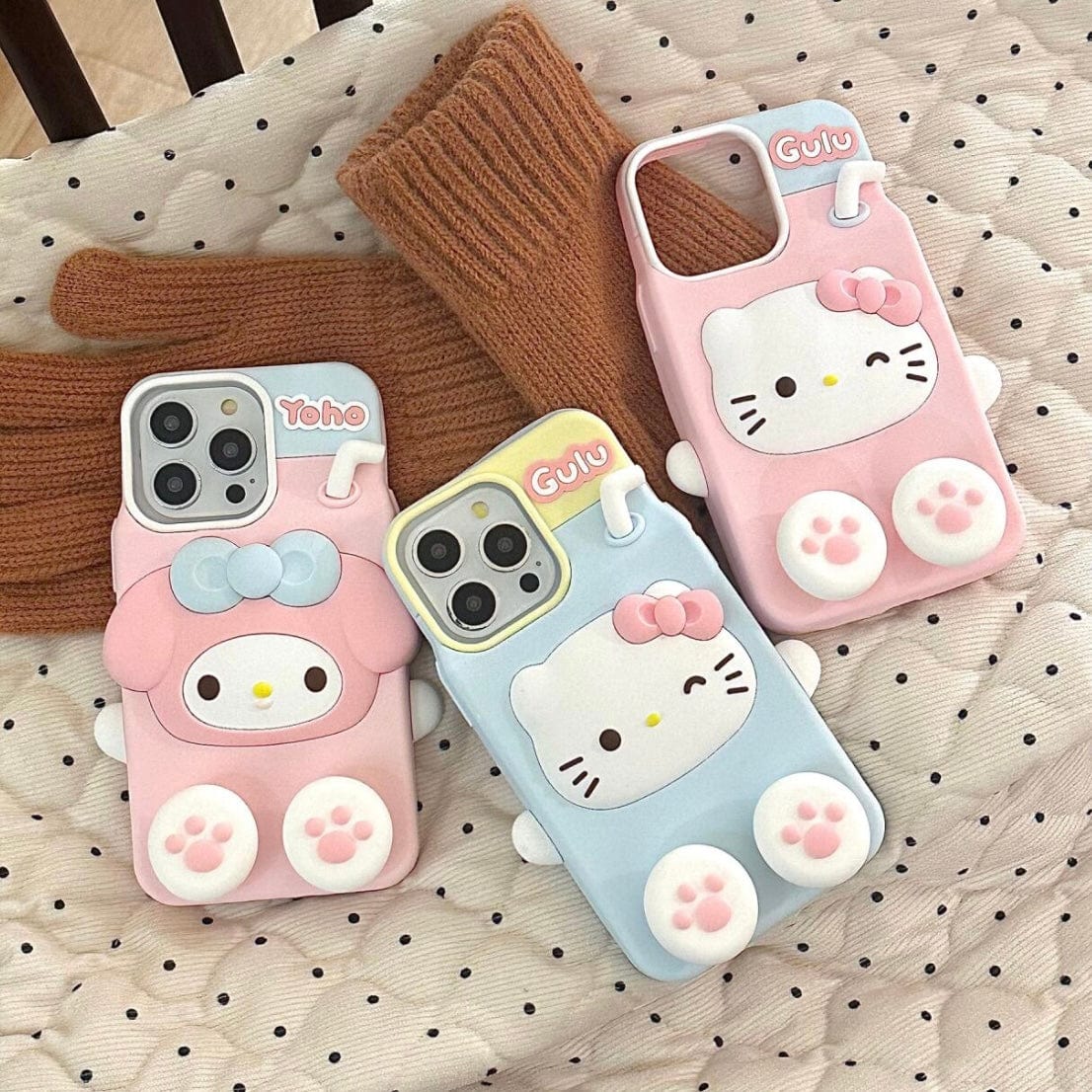 Cute Hello Kitty My Melody Milk Silicone iPhone Case