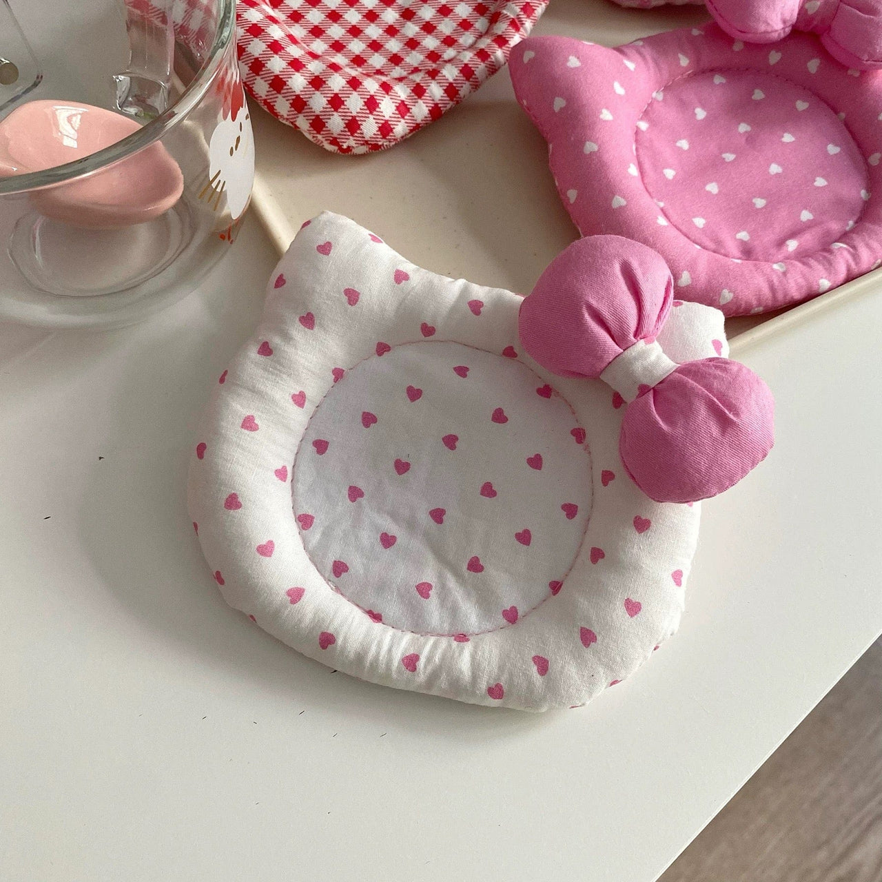 Cute Hello Kitty Shaped Fabric Coaster