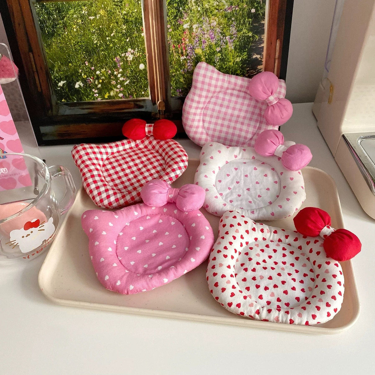 Cute Hello Kitty Shaped Fabric Coaster