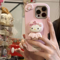 Thumbnail for Cute Hello Kitty Wing Ring Stand Leather iPhone Case