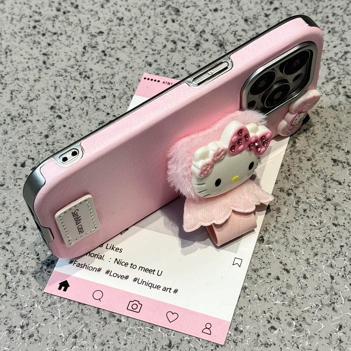 Cute Hello Kitty Wing Ring Stand Leather iPhone Case