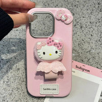 Thumbnail for Cute Hello Kitty Wing Ring Stand Leather iPhone Case