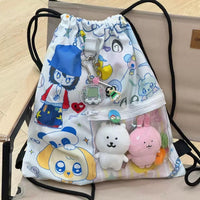 Thumbnail for Cute Hip Hop Girl Kpop Fan Display Drawstring Backpack - ArtGalleryZen