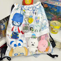 Thumbnail for Cute Hip Hop Girl Kpop Fan Display Drawstring Backpack - ArtGalleryZen