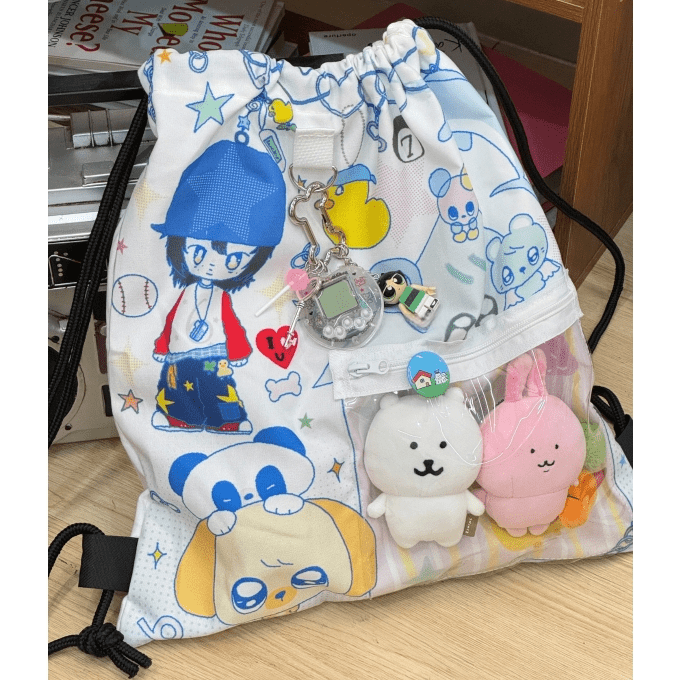 Cute Hip Hop Girl Kpop Fan Display Drawstring Backpack - ArtGalleryZen