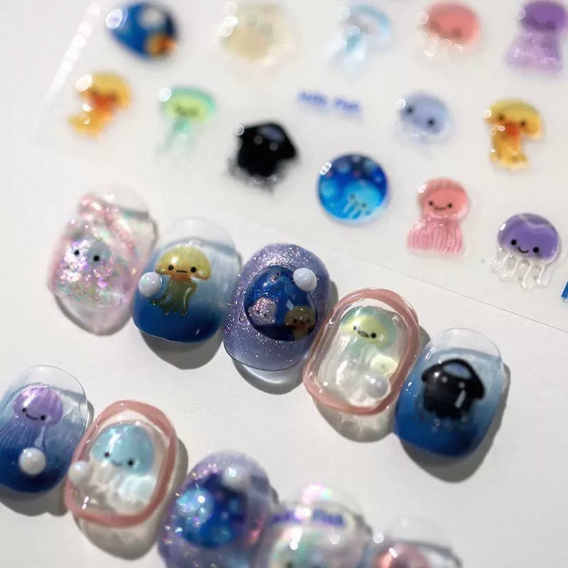 Cute Jellyfish Nail Art Decoration Stickers DIY Nail Ornament - ArtGalleryZen
