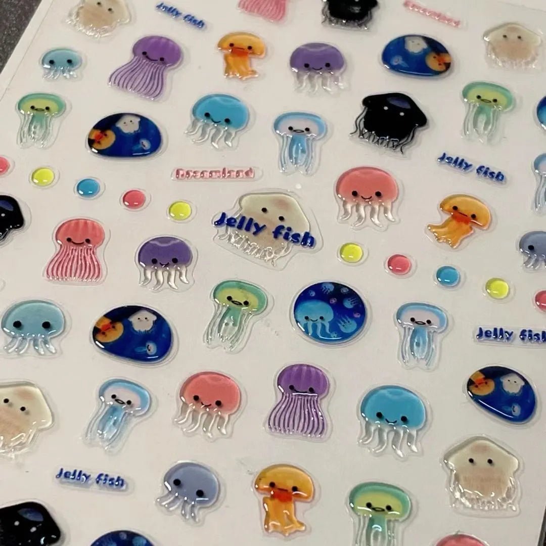 Cute Jellyfish Nail Art Decoration Stickers DIY Nail Ornament - ArtGalleryZen