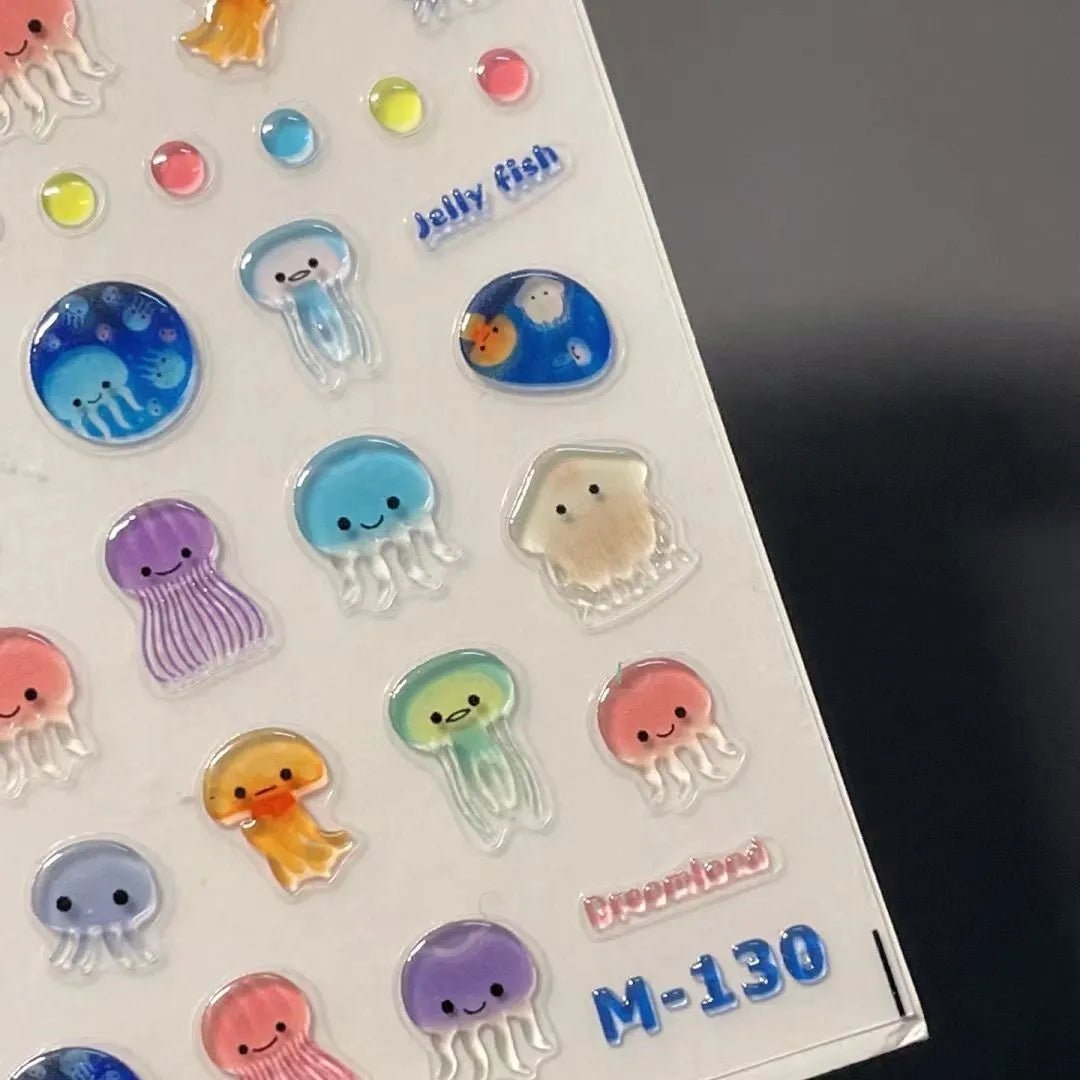 Cute Jellyfish Nail Art Decoration Stickers DIY Nail Ornament - ArtGalleryZen
