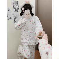 Thumbnail for Cute Kitten Star Rilakkuma Winter Fluffy Pajama Set - ArtGalleryZen