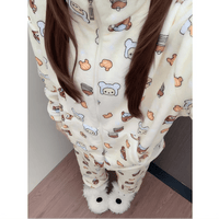 Thumbnail for Cute Kitten Star Rilakkuma Winter Fluffy Pajama Set - ArtGalleryZen