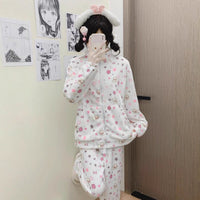Thumbnail for Cute Kitten Star Rilakkuma Winter Fluffy Pajama Set - ArtGalleryZen