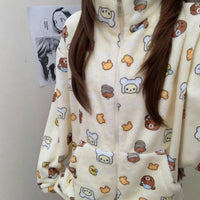 Thumbnail for Cute Kitten Star Rilakkuma Winter Fluffy Pajama Set - ArtGalleryZen