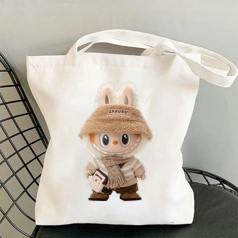 Cute Labubu Shoulder Tote Canvas Bag - ArtGalleryZen