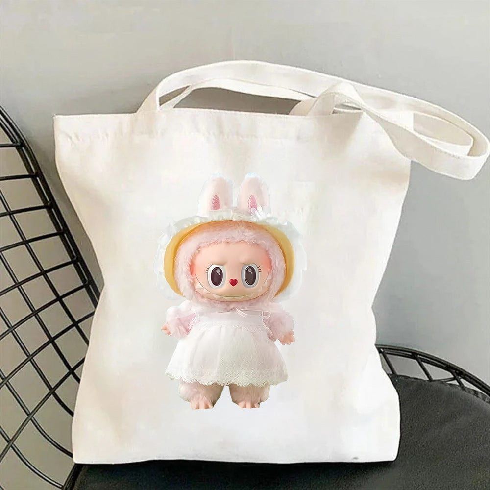 Cute Labubu Shoulder Tote Canvas Bag - ArtGalleryZen