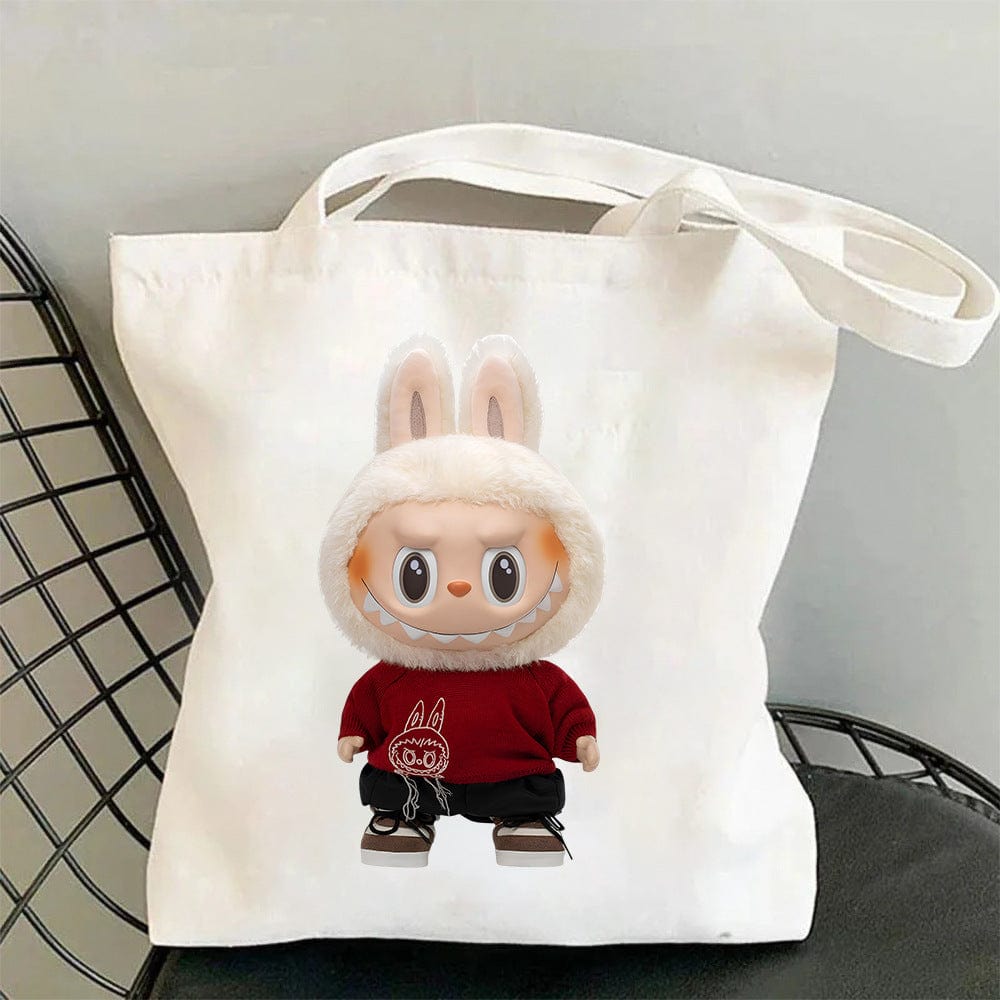 Cute Labubu Shoulder Tote Canvas Bag - ArtGalleryZen