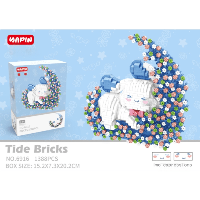 Cute LEGO Compatible Cinnamoroll Floral Moon Building Bricks - ArtGalleryZen