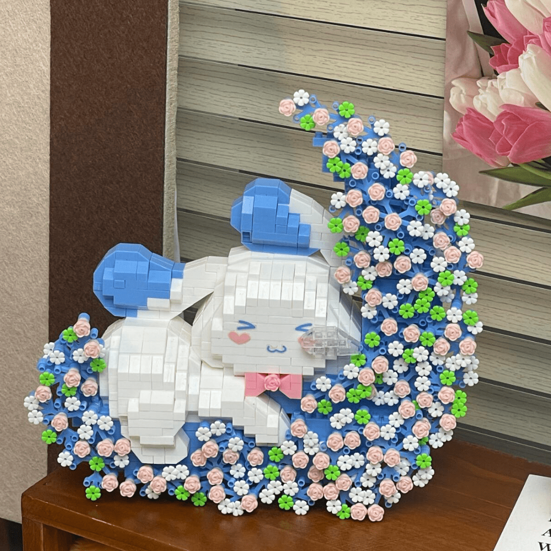 Cute LEGO Compatible Cinnamoroll Floral Moon Building Bricks - ArtGalleryZen