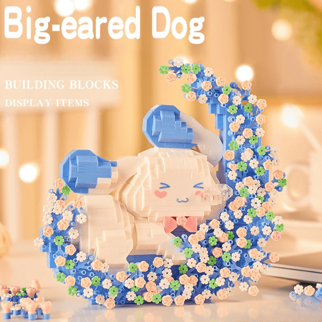 Cute LEGO Compatible Cinnamoroll Floral Moon Building Bricks - ArtGalleryZen