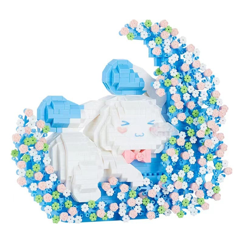 Cute LEGO Compatible Cinnamoroll Floral Moon Building Bricks - ArtGalleryZen