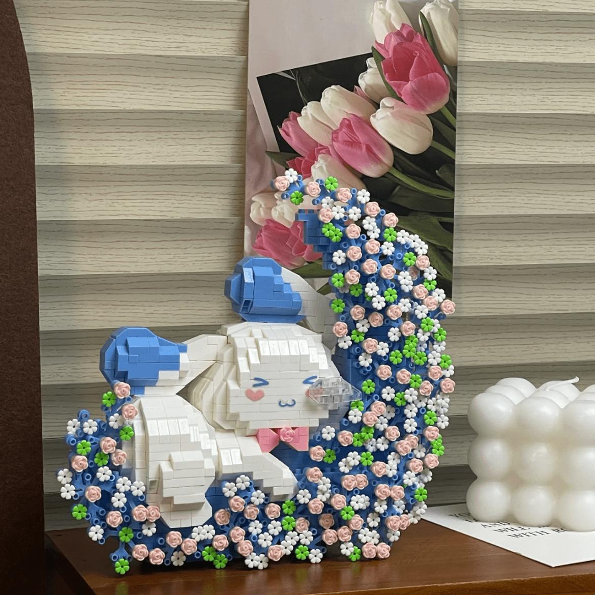 Cute LEGO Compatible Cinnamoroll Floral Moon Building Bricks - ArtGalleryZen