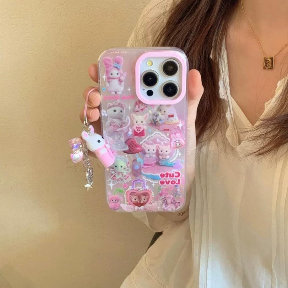 Cute Love Sylvanian Families iPhone Case With Accessories Cute Love Sylvanian Families iPhone Case With Accessories