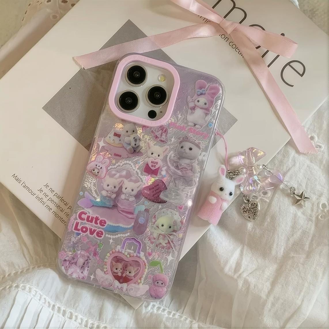 Cute Love Sylvanian Families iPhone Case With Accessories